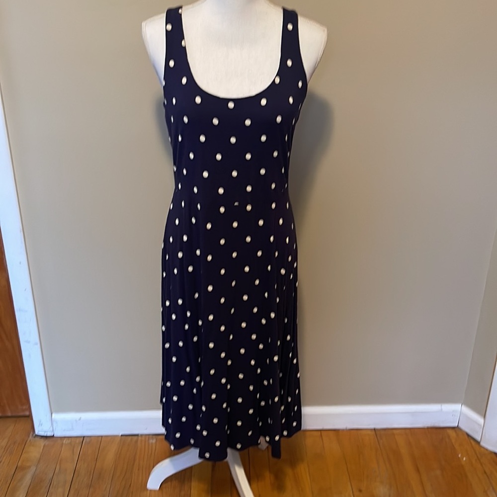 Polka Dot Navy Blue Midi Dress